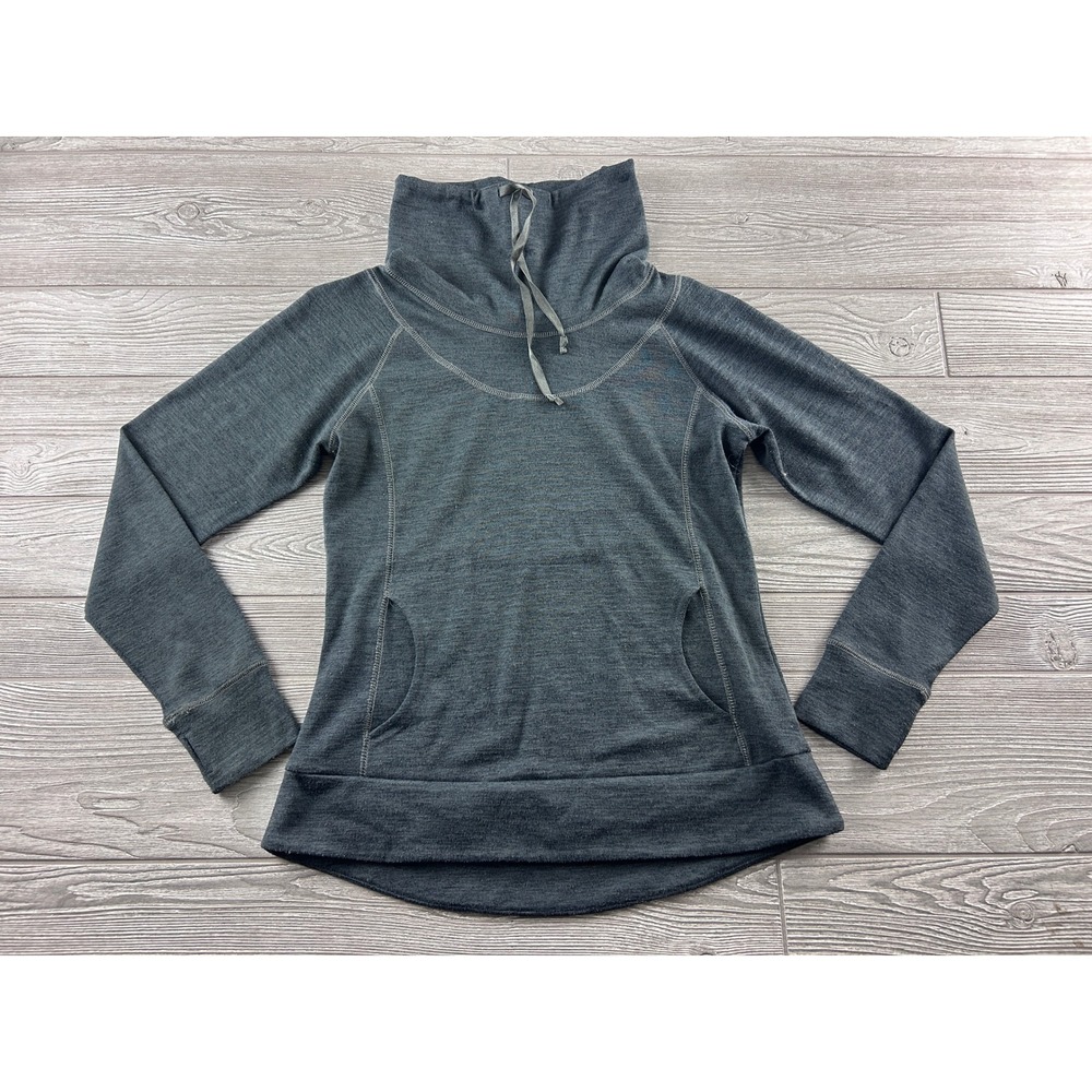KUHL Womens Cowl Neck Pullover Sweatshirt Gray Heathered Kangaroo Pocket Size M